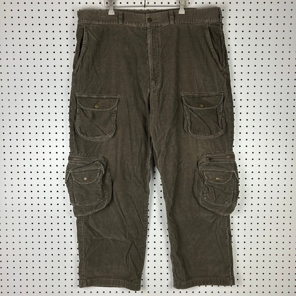Daniel Cremieux Collection Mens Brown Corduroy Cargo Pants 40x30 Baggy Tactical